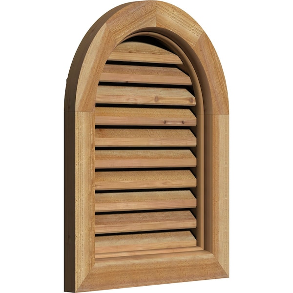 Round Top Gable Vent Functional, Western Red Cedar Gable Vent W/ Brick Mould Face Frame, 12W X 26H